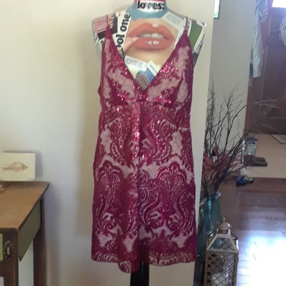 Free People Night Shimmers Sequin mini raspberry - Picture 5 of 8